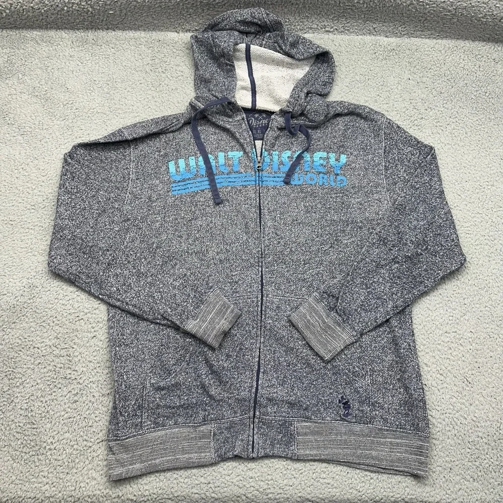 Disney Parks Adult XL Gray/Blue Walt Disney World Full-Zip Hoodie Sweatshirt